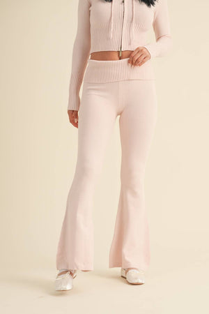 Foldover Flare Knit Sweater Pants