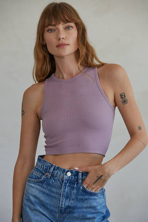 Seamless Waffle Texture Crop Tank Top
