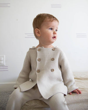 Hooded Organic Baby Sweater Jacket, Double Button