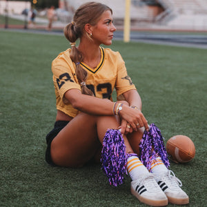 Game Day Hair Tie Bracelet Set – Purple & Yellow