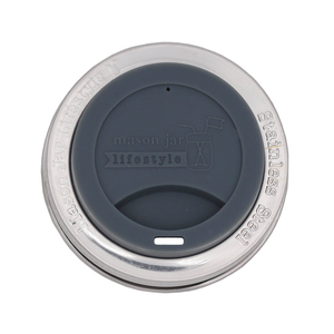 Silicone Drinking Lid with Stainless Steel Band for Mason Jars