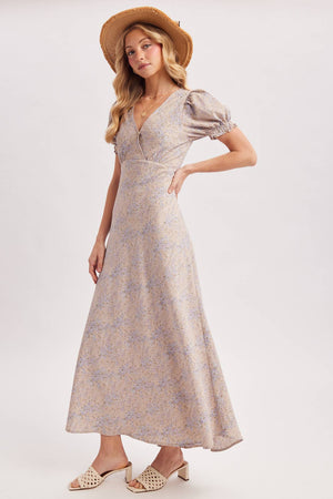 Floral Print Surplice Maxi Dress