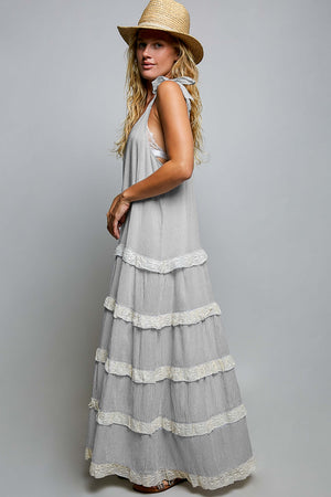 Shoulder Straps Striped Woven Maxi Dress