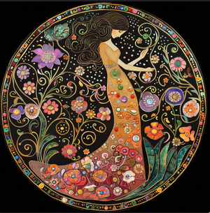 Spring Magic Garden Goddess Tambourine Wall Accent