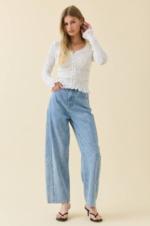 Romantic Smocked Knit Butto