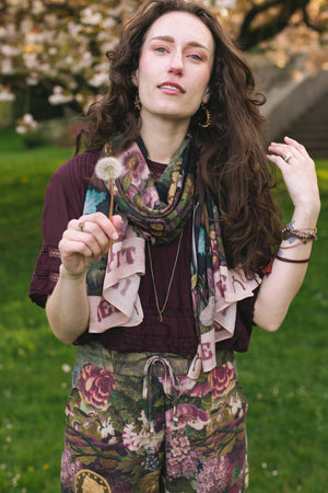 Make A Wish Floral Scarf with Wishbone and Dandelion