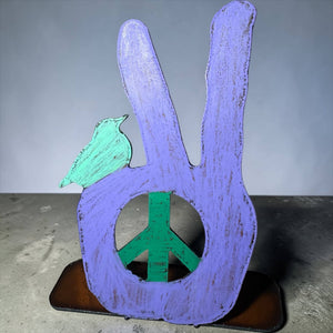 Peace Sign Standing tabletop Hippie recycle eco friendly
