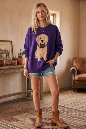 Oversized Gameday Football Puppy Sweater