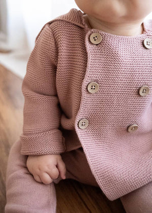 Hooded Organic Baby Sweater Jacket, Double Button