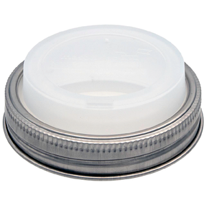 Silicone Drinking Lid with Stainless Steel Band for Mason Jars