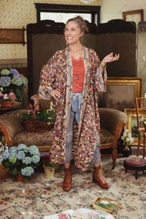 Art of Life Opera Duster Kimono Robe - Flower Palette Print