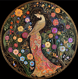 Spring Magic Garden Goddess Tambourine Wall Accent