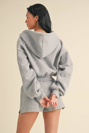 Cozy Fleece Oversized Crop Full Zip Hoodie