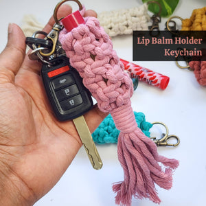 Macrame Lip Balm Holder Keychain