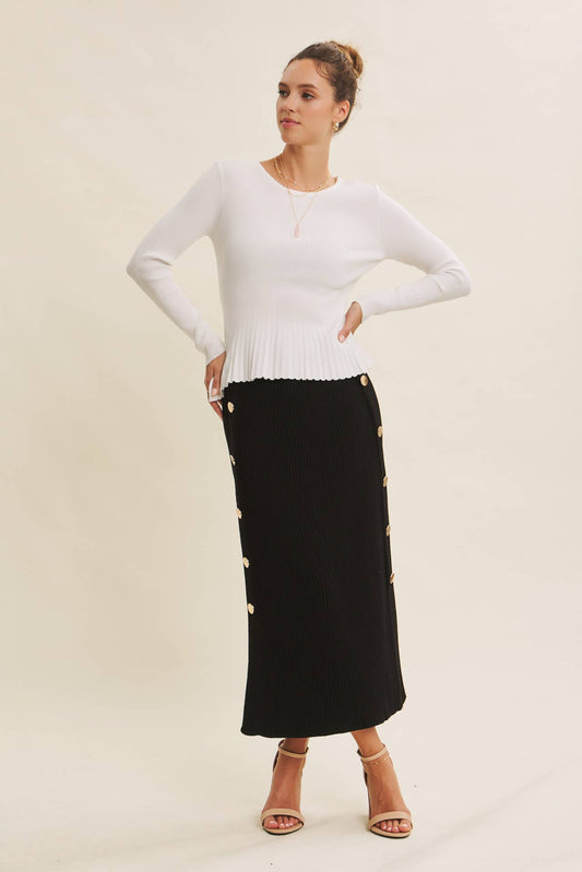Ribbed Peplum Sweater Top