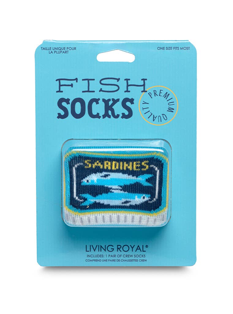 Canned Sardines 3D Crew Socks – Blue
