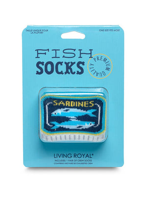 Canned Sardines 3D Crew Socks – Blue