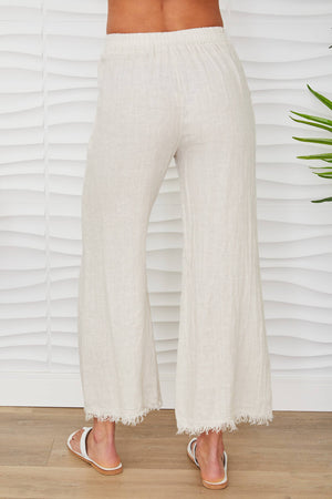 Italian Linen Pants with Raw Hem and Pockets