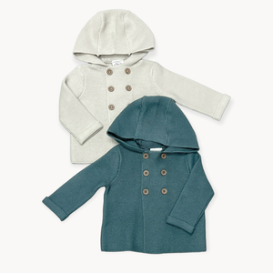 Hooded Organic Baby Sweater Jacket, Double Button