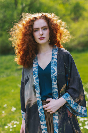 Wild Beauty Opera Duster Kimono Robe with Peacock