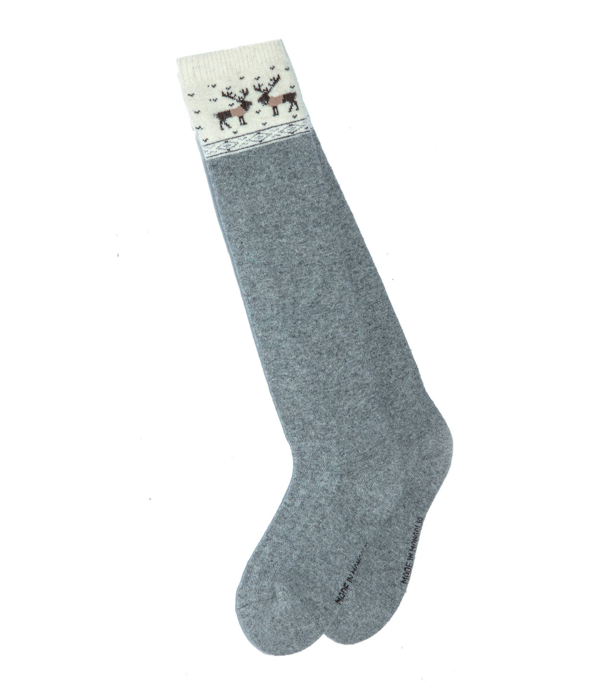 Mongolian Sheep's Wool Knee-High Socks – Gray Deer