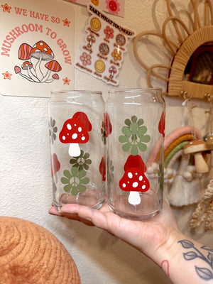 Peace & Shrooms Glass Cup