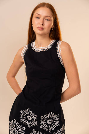 Sleeveless Embroidered Mini Dress