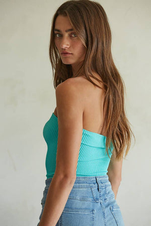 Sweetheart Neckline Seamless Ribbed Tube Top