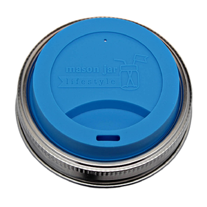 Silicone Drinking Lid with Stainless Steel Band for Mason Jars