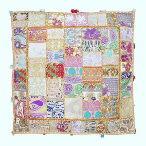 Hippie Patchwork Floor Cushion Cover - 35 Inch