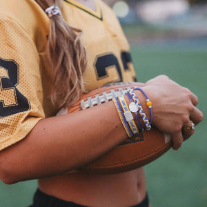 Game Day Hair Tie Bracelet Set – Purple & Yellow