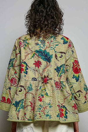 Quilted Floral Kimono-Style Top