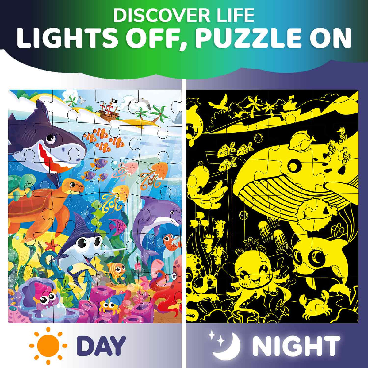 2x3 FT Giant Glow in Dark Puzzle - Ocean Joy