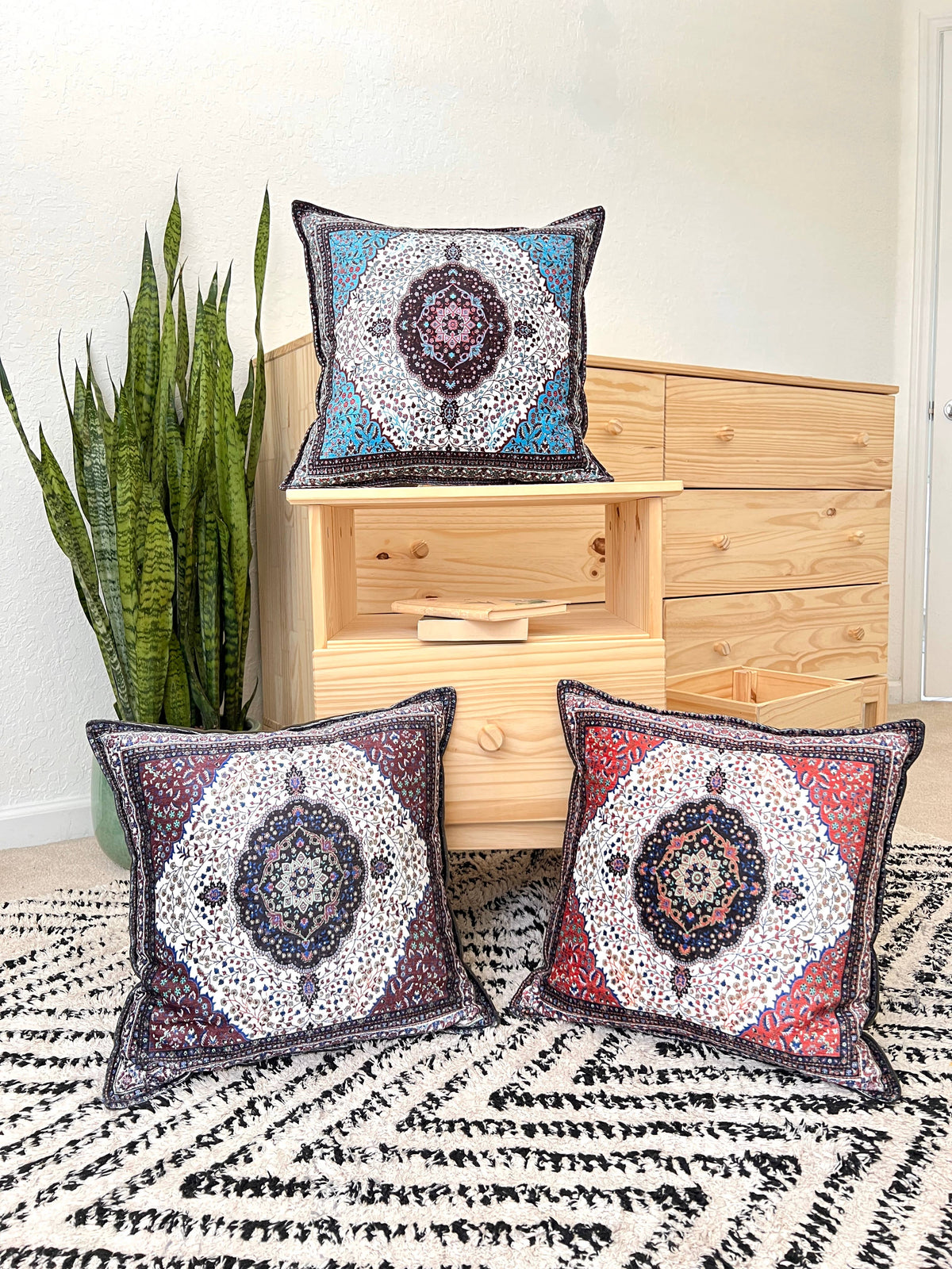 Blue Decorative Pillow Cover 18x18, Handmade Throw Pillow