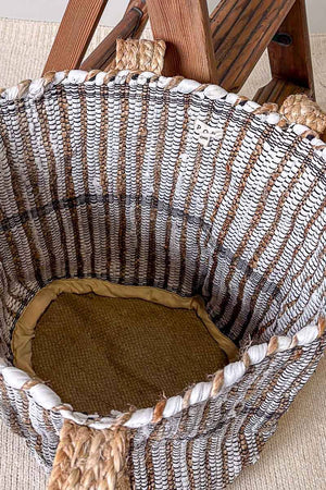 Artisanal Hand woven Striped Beach Tote Bag