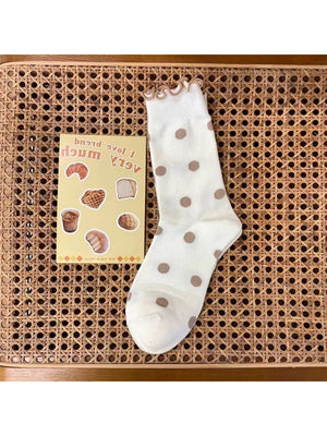 Rufia - Playful Dot Frill Edge Crew Socks