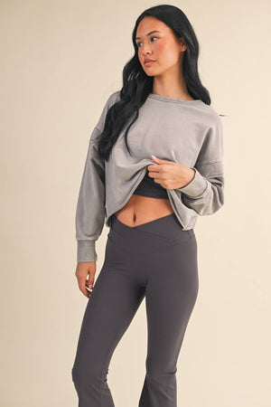 Mineral Wash Cutout Back Layering Sweatshirt