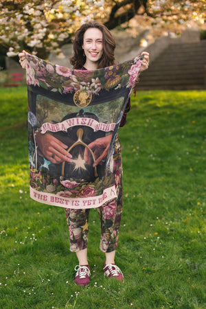 Make A Wish Floral Scarf with Wishbone and Dandelion