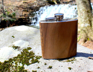 Wooden Hip Flask - 6 oz Stainless Steel
