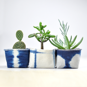 Shibori Indigo Canvas Planter, 4 in