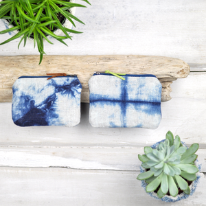 Shibori Indigo Cotton Canvas Coin Purse