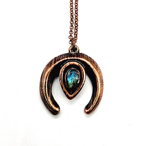 Labradorite Inverted Moon Necklace