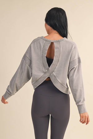 Mineral Wash Cutout Back Layering Sweatshirt