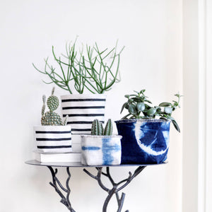 Shibori Indigo Canvas Planter, 4 in