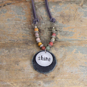 Shine Gray Necklace with Dark Beads