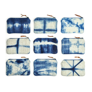 Shibori Indigo Cotton Canvas Coin Purse