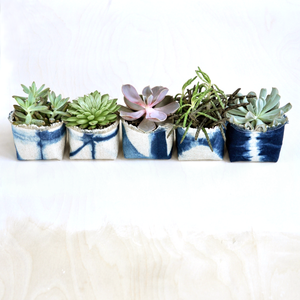 Shibori Indigo Canvas Planter, 2.5 in