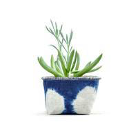 Shibori Indigo Canvas Planter, 4 in