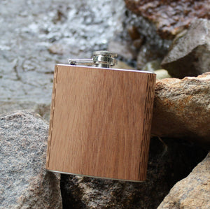 Wooden Hip Flask - 6 oz Stainless Steel