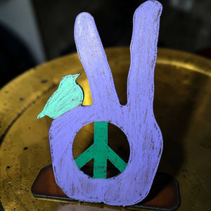 Peace Sign Standing tabletop Hippie recycle eco friendly